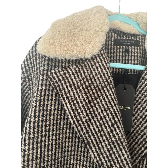 Rag & Bone Mina Houndstooth Brown Plaid Wool Coat XL - Picture 6 of 12